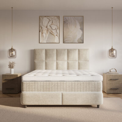 Opbergboxspring Benthuizen – Velvet Beige – afbeelding 1