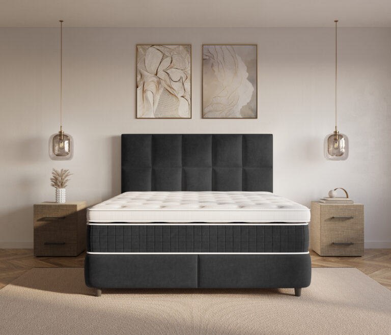 Opbergboxspring Benthuizen – Velvet Zwart – afbeelding 1